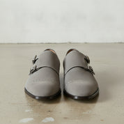 Men's Light Gray Cap-Toe Suede Double Monk Strap Shoes — Awbridge