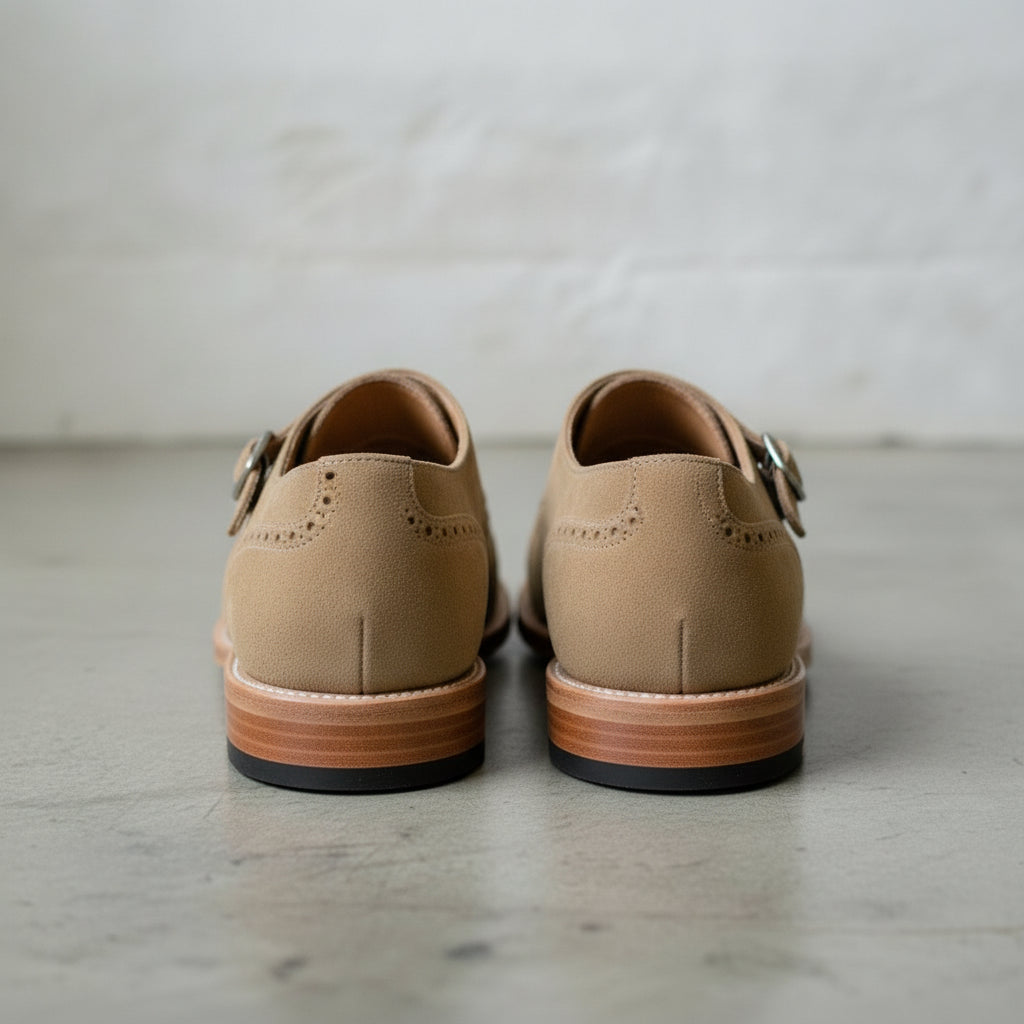 Men's Royal Tan Cap-Toe Suede Double Monk Strap Shoes — Newmarket