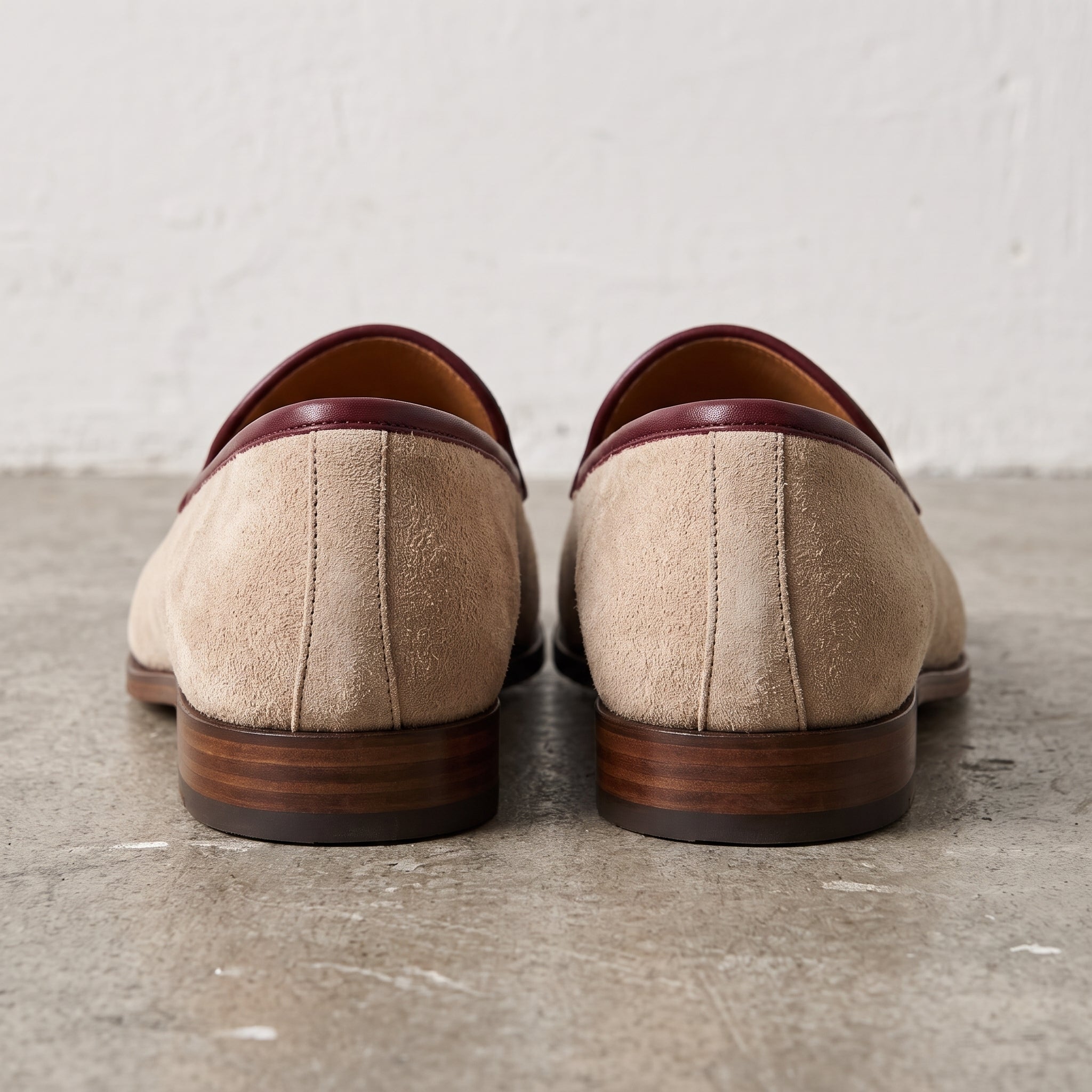 Men's Beige and Green Apron-Toe Suede Loafers — Abbingfield