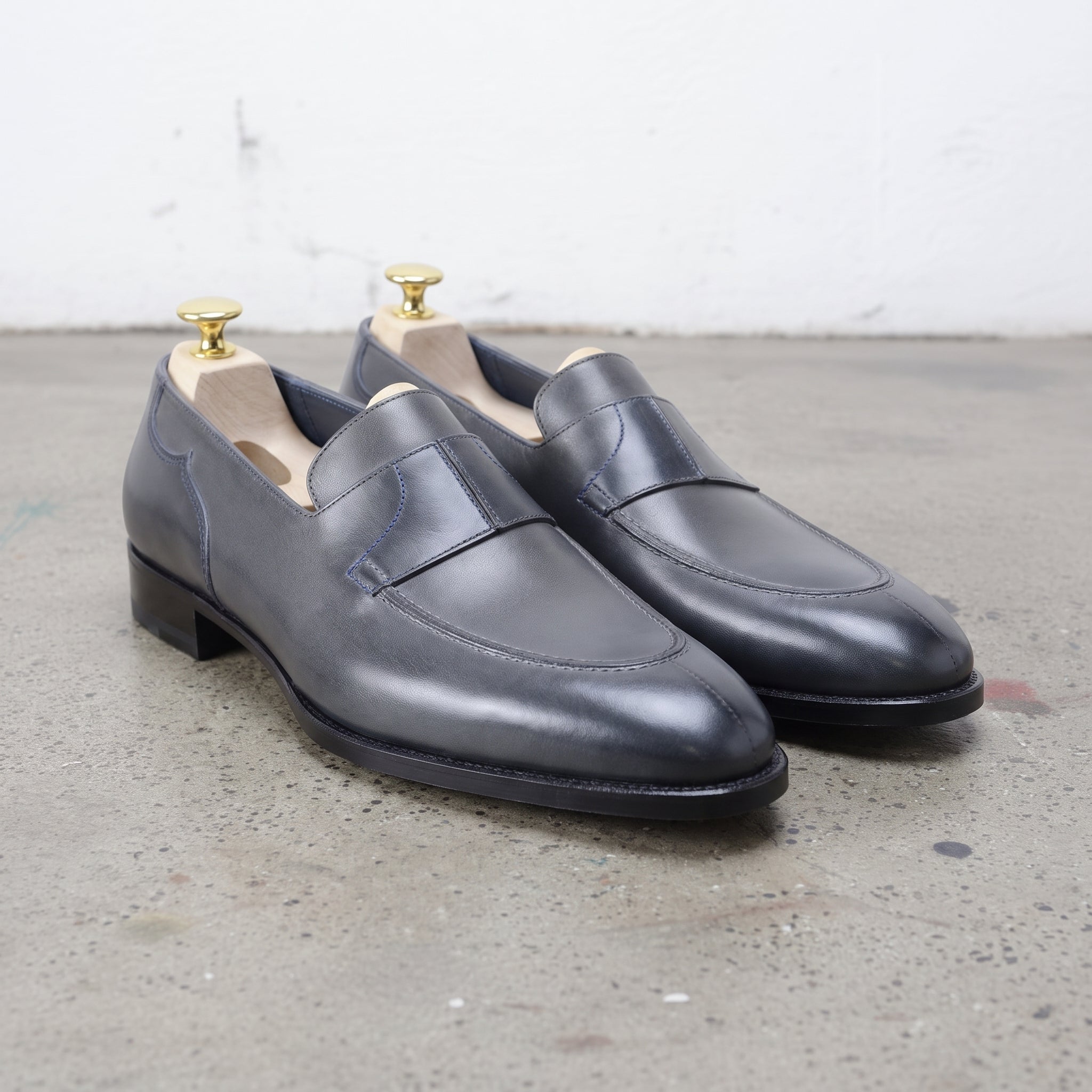 Men's Slate Blue Apron-Toe Leather Moccasins — Millington — Millington