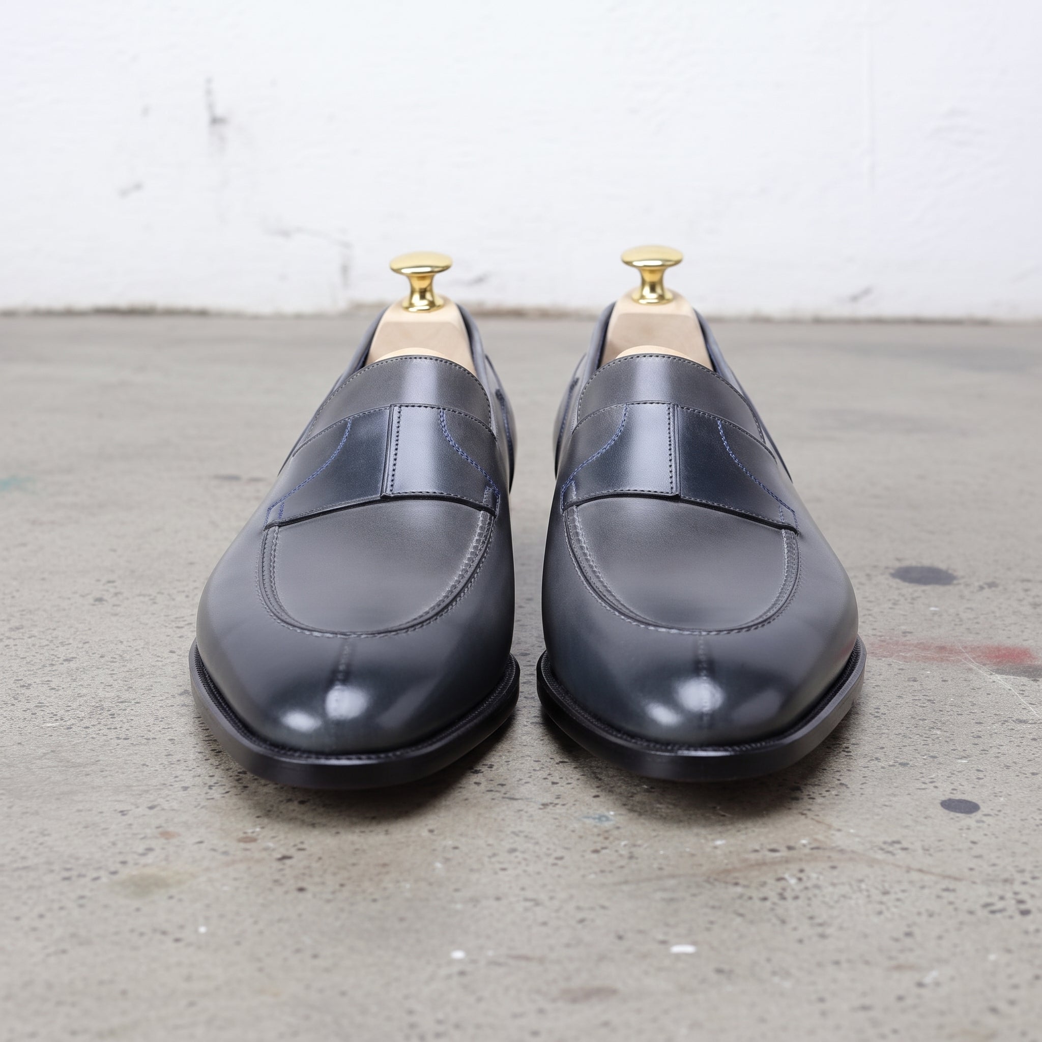 Men's Slate Blue Apron-Toe Leather Moccasins — Millington — Millington