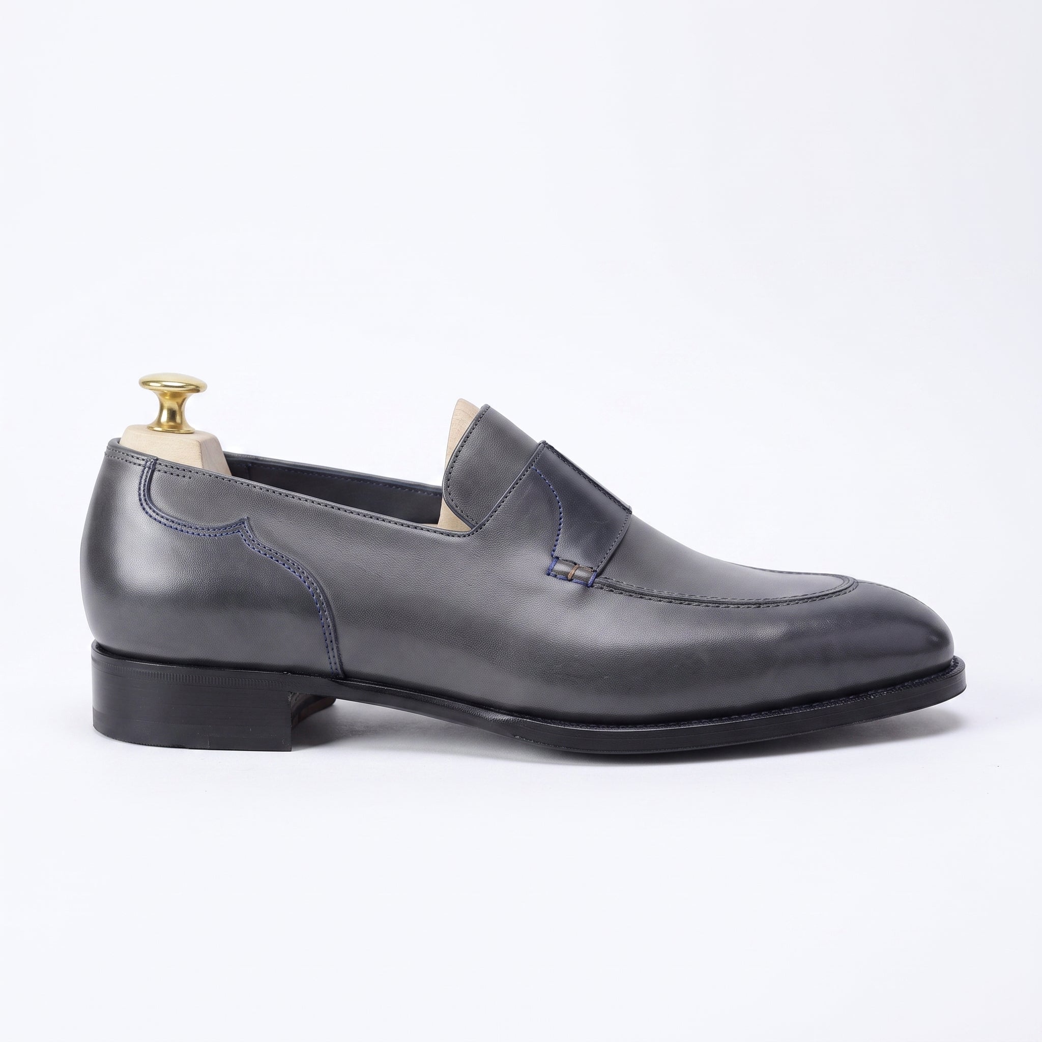 Men's Slate Blue Apron-Toe Leather Moccasins — Millington