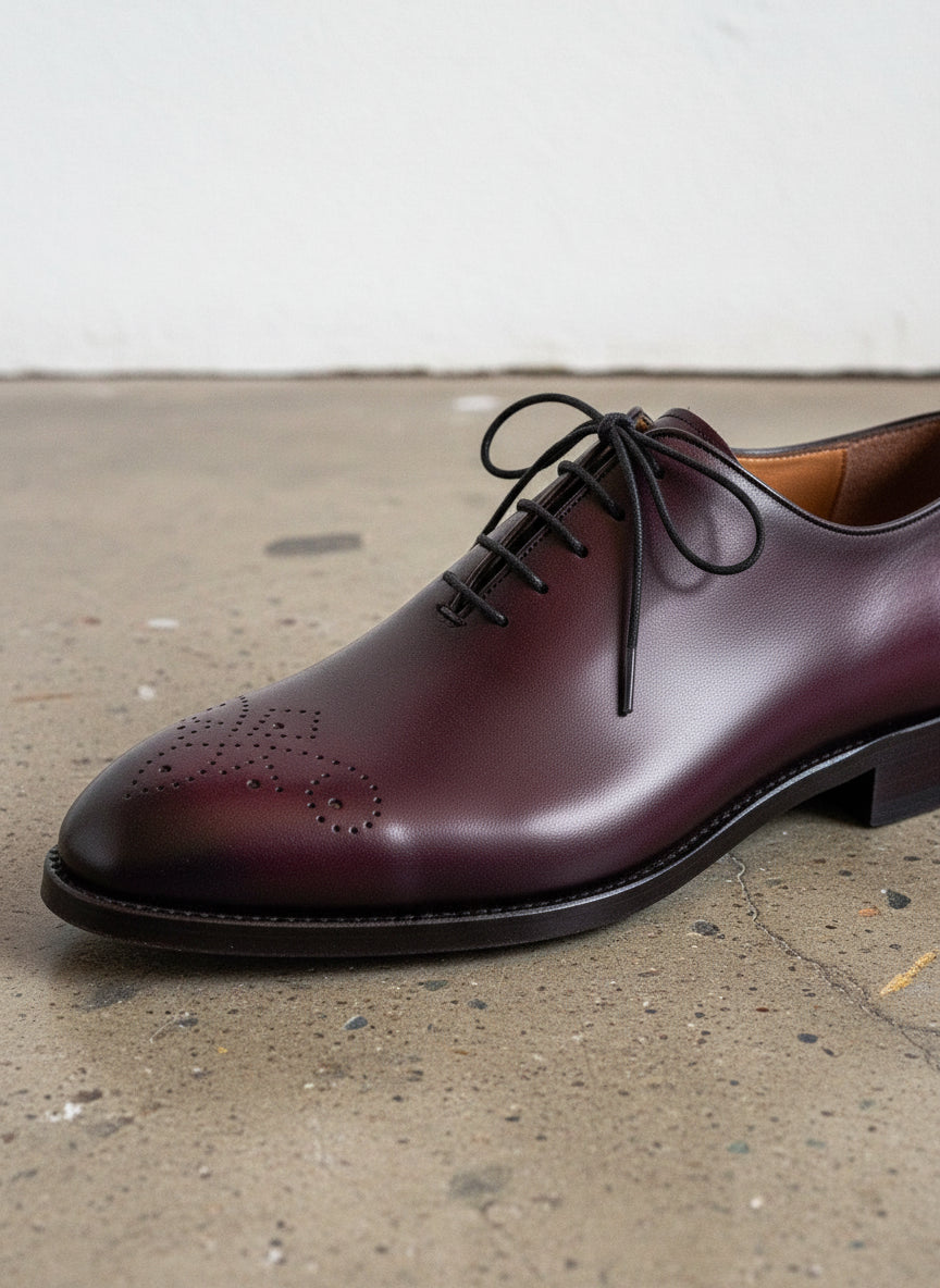 burgundy leather dress shoes Handmade Reddish Brown Leather Oxford Dress Shoes: Whole Cut Lace-Up
