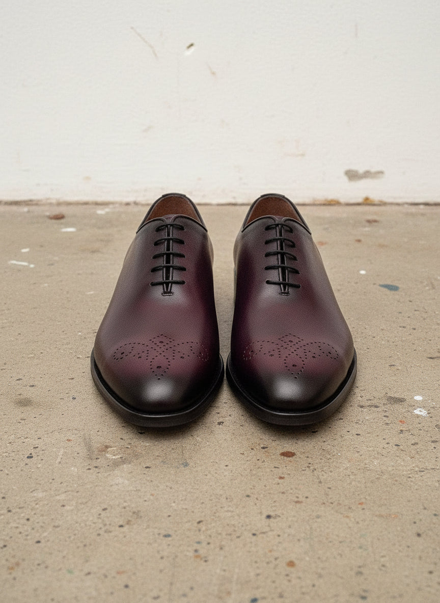 MENS SOLID Burgundy WHOLE CUT OXFORD LEATHER DRESS SHOES, MEN OXFORDS SHOES US 7 / Burgundy / D - Standard MENS SOLID Burgundy WHOLE CUT OXFORD LEATHER DRESS SHOES, MEN OXFORDS SHOES US 7 / Burgundy / D - Standard