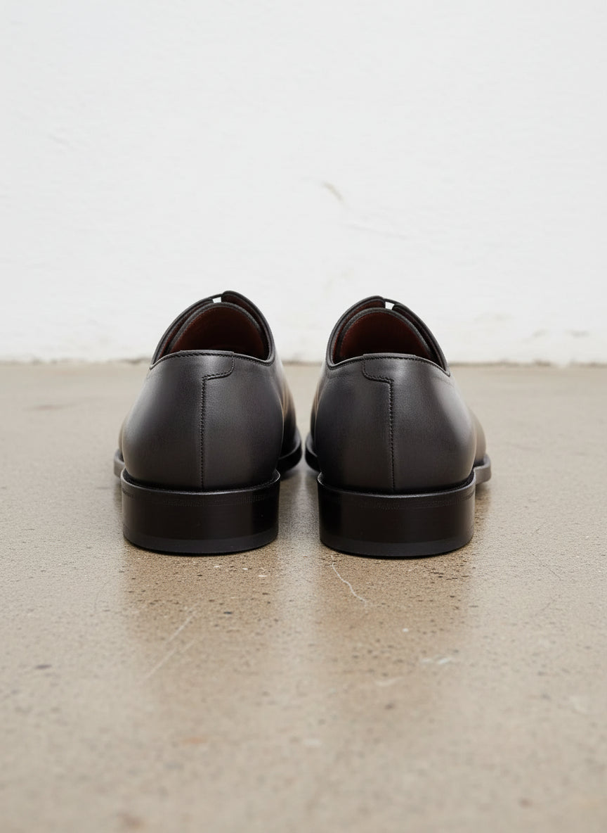 MENS SOLID GRAY WHOLE CUT OXFORD LEATHER DRESS SHOES, MEN OXFORDS SHOES - back-view