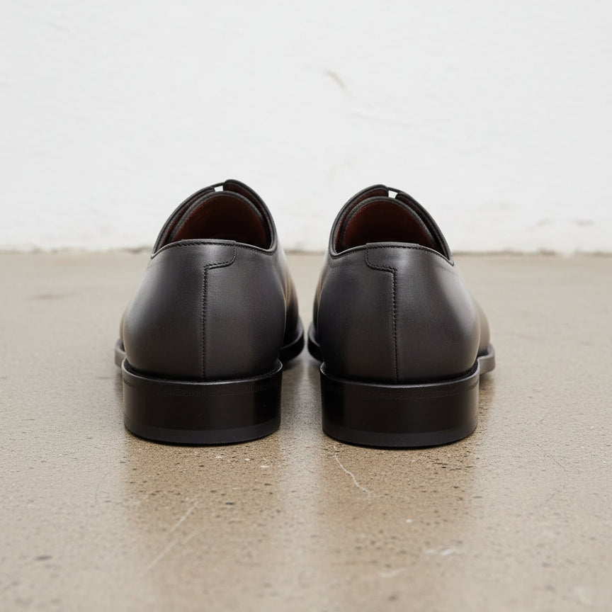MENS SOLID GRAY WHOLE CUT OXFORD LEATHER DRESS SHOES, MEN OXFORDS SHOES - back-view