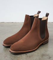 Men's Square toe Suede Chelsea boots, elegant casual Suede Chelsea Boot - angle-view-showing-depth