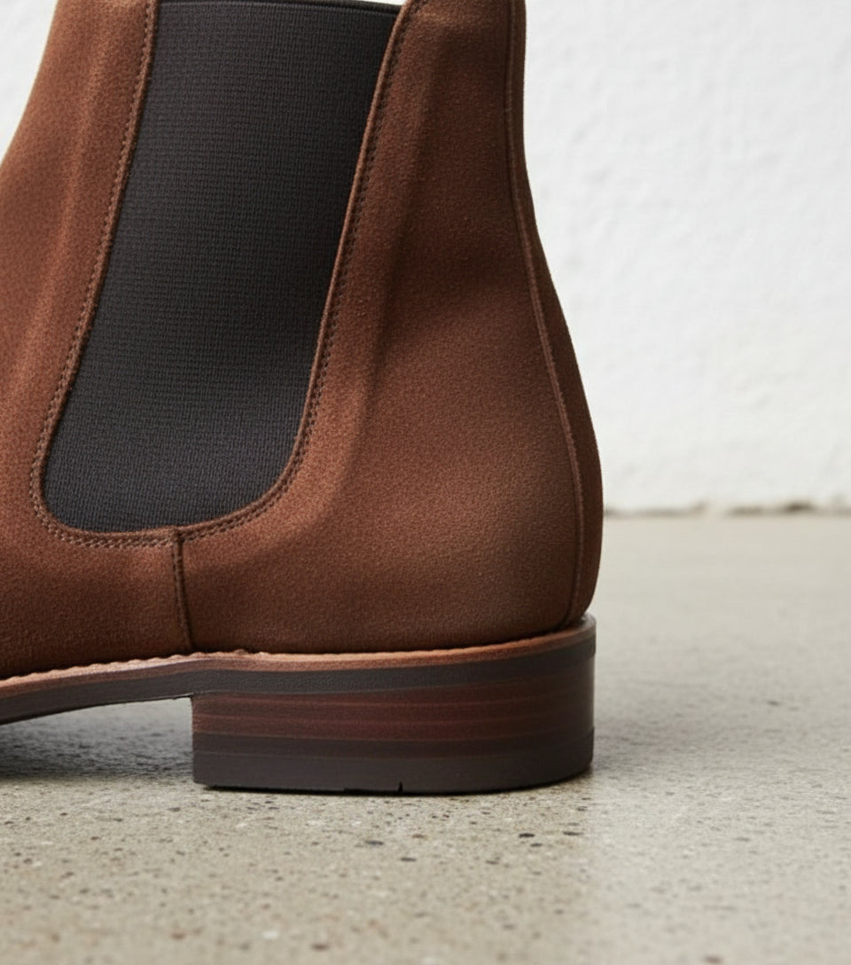 Men's Square toe Suede Chelsea boots, elegant casual Suede Chelsea Boot - detail-view-showing-texture