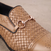 Men's Tan Cap-Toe Leather Bit Loafers — Hodson