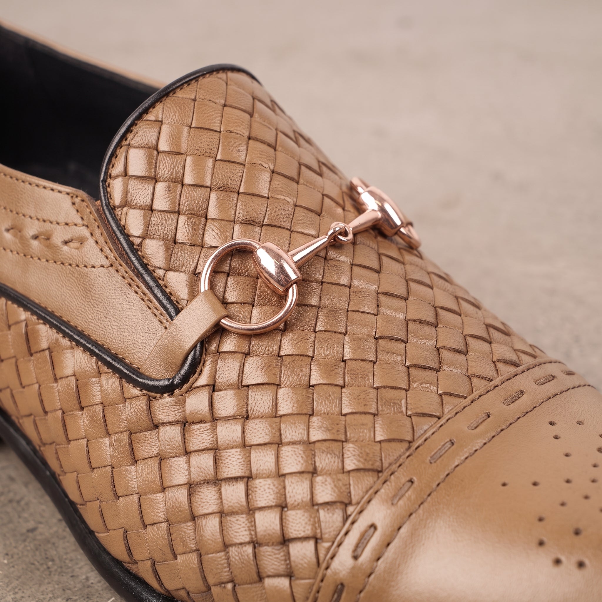 Men's Tan Cap-Toe Leather Bit Loafers — Hodson