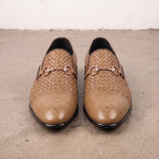 Men's Tan Cap-Toe Leather Bit Loafers — Hodson