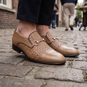 Men's Tan Cap-Toe Leather Bit Loafers — Hodson