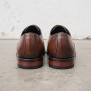 Men's Brown and Black Cap-Toe Leather Oxfords — Heswall