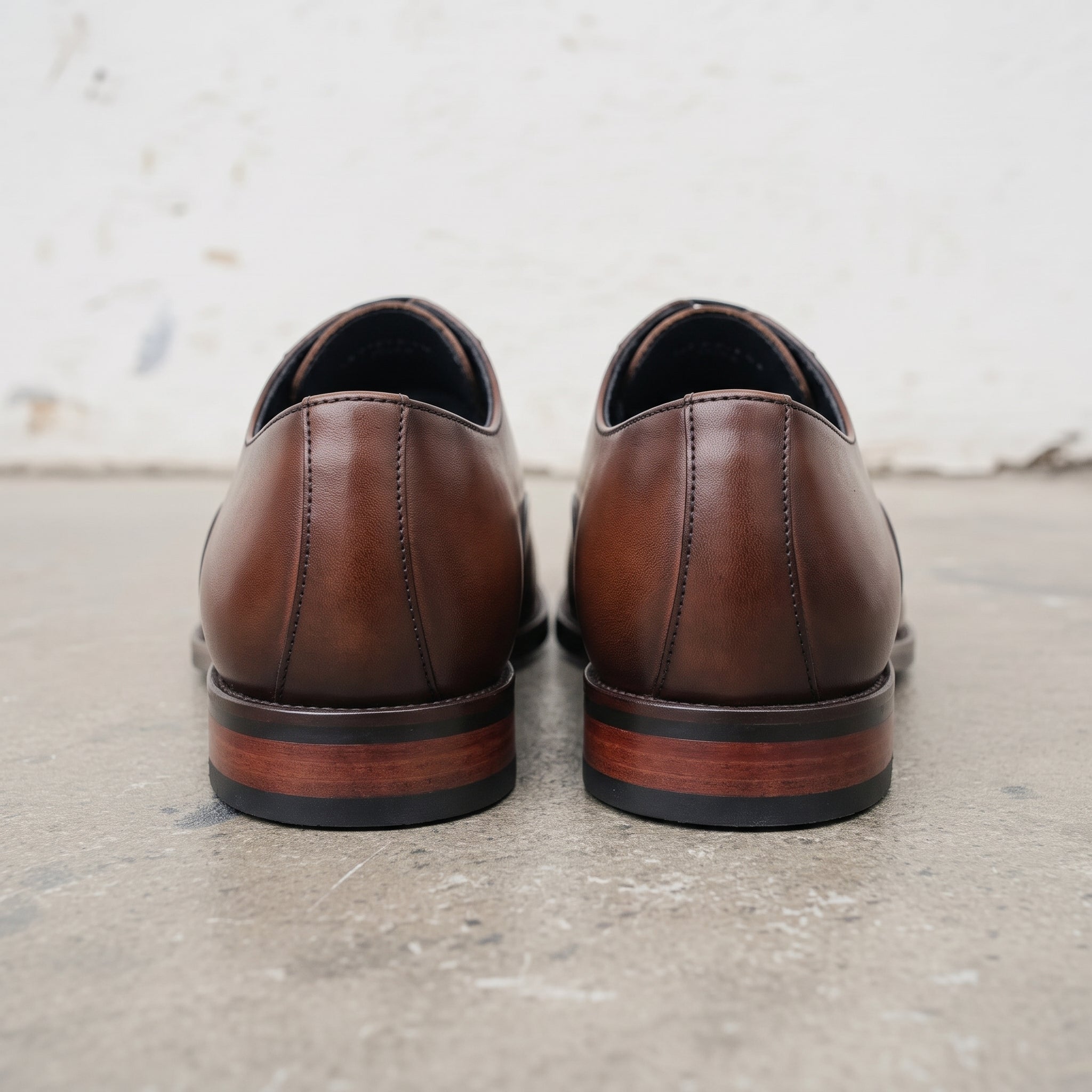 Men's Brown and Black Cap-Toe Leather Oxfords — Heswall
