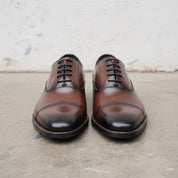 Men's Brown and Black Cap-Toe Leather Oxfords — Heswall