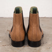 Men's Tan and Black Plain-Toe Leather Chelsea Boots — Clawton