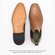 Men's Tan and Black Plain-Toe Leather Chelsea Boots — Clawton