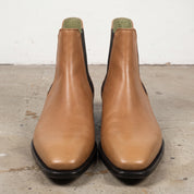 Men's Tan and Black Plain-Toe Leather Chelsea Boots — Clawton