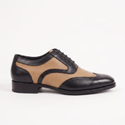 Men's Tan and Black Two-Tone Wingtip Leather Spectator Oxfords — Anstruther