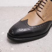 Men's Tan and Black Wingtip Leather Brogue Derbys — Castley