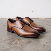 Men's Tan and Brown Apron-Toe Leather Derbys — Seymour