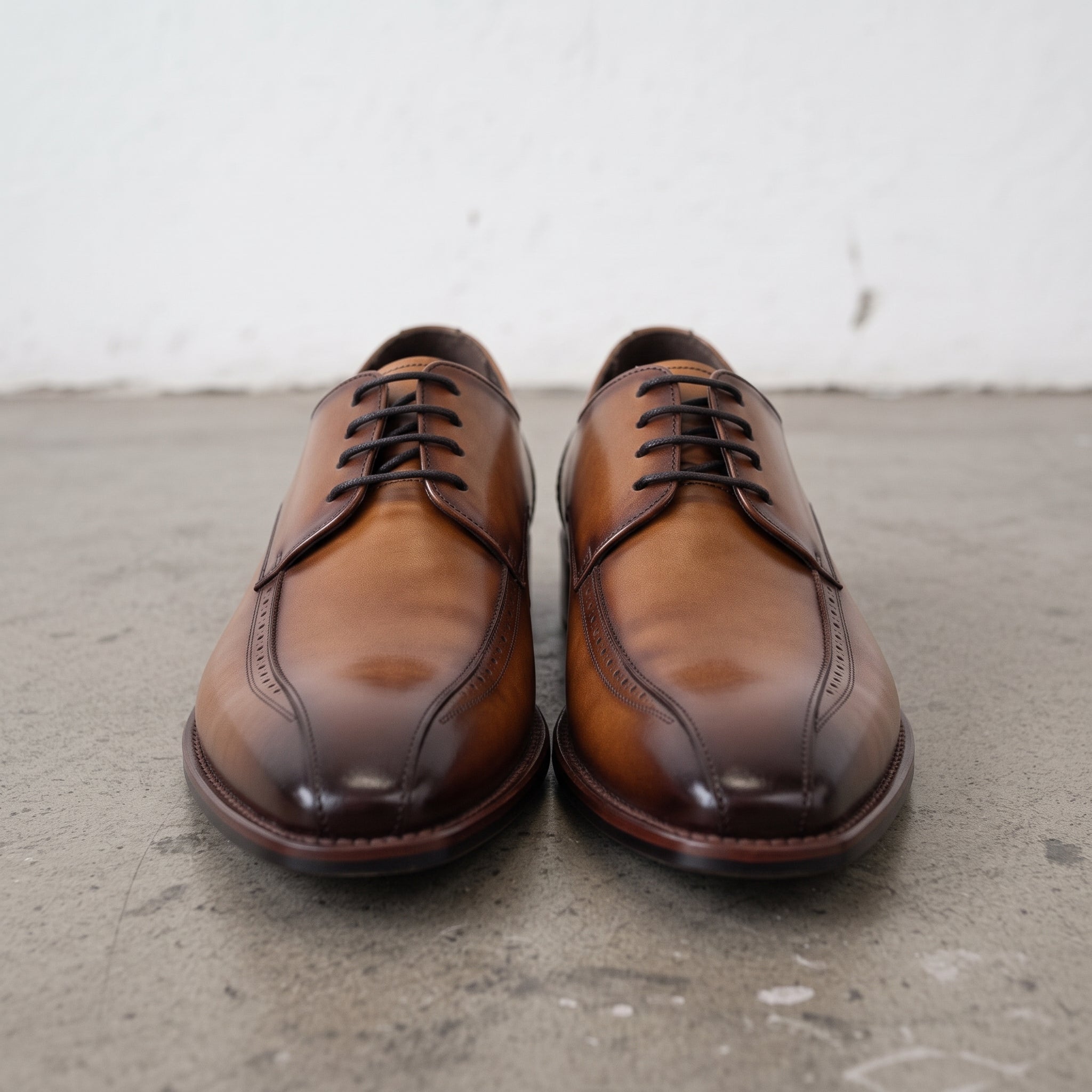 Men's Tan and Brown Apron-Toe Leather Derbys — Seymour