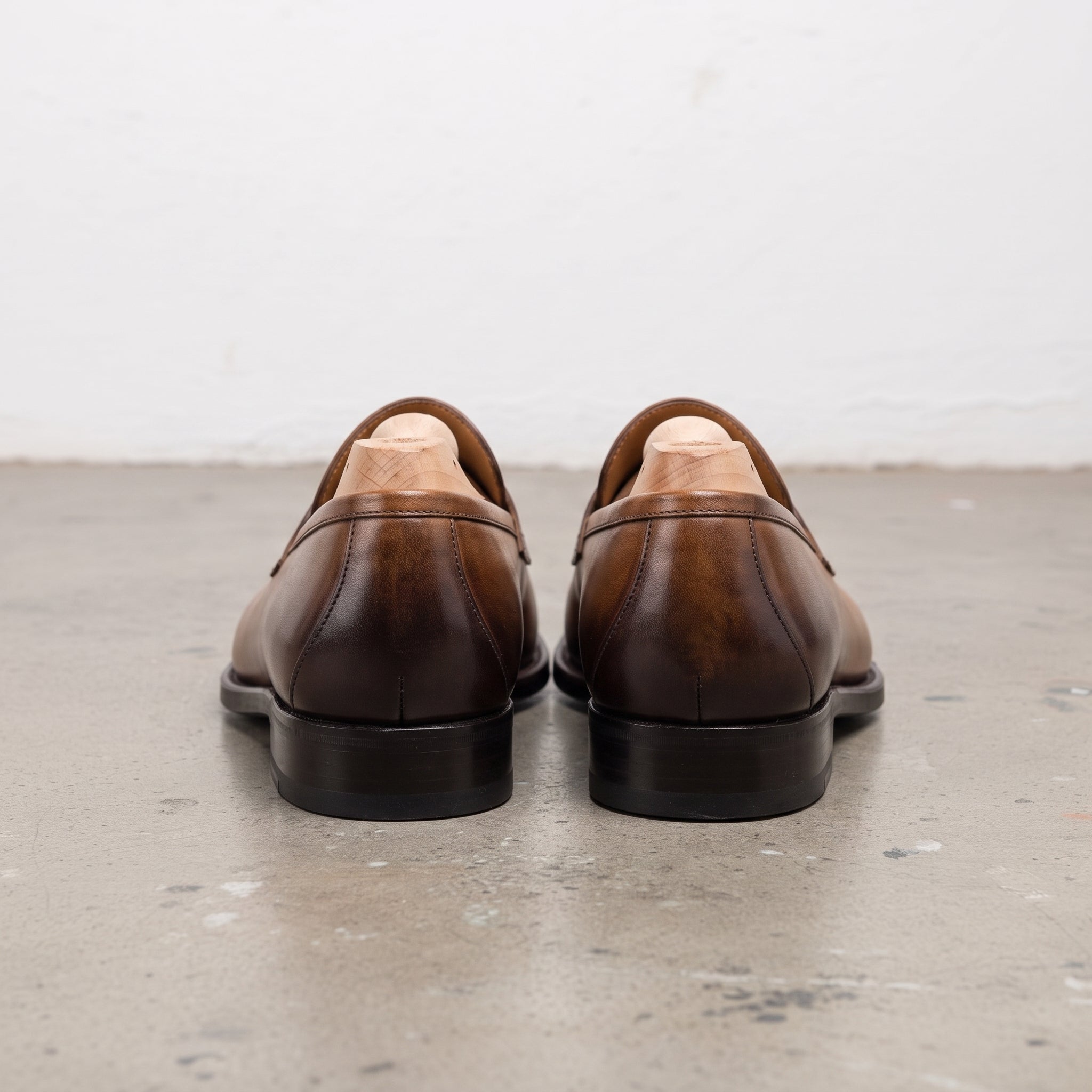 Men's Tan and Brown Apron-Toe Leather Penny Loafers — Phillipson