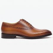 Men's Tan and Brown Cap-Toe Leather Oxfords — Shirley — Shirley