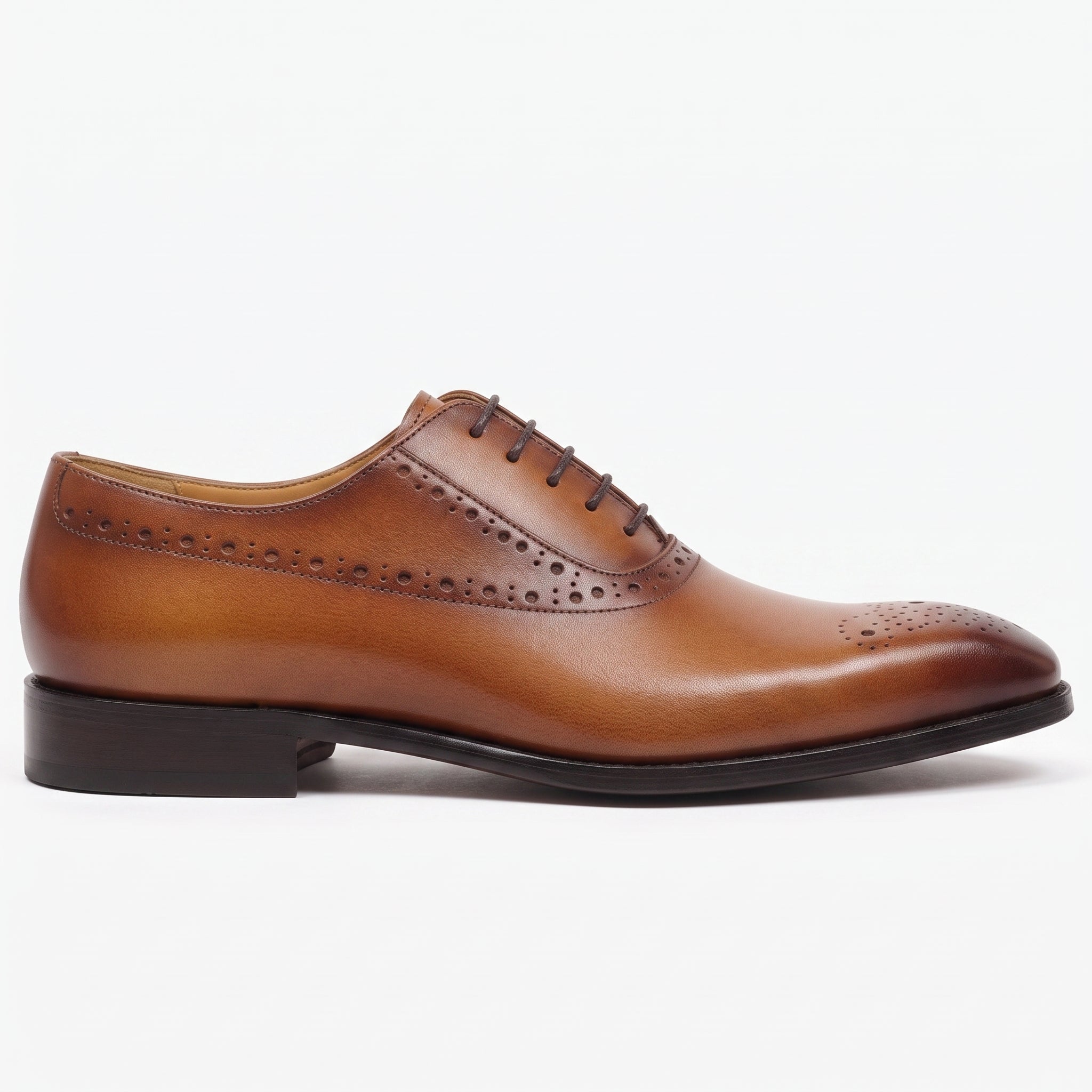 Men's Tan and Brown Cap-Toe Leather Oxfords — Shirley — Shirley