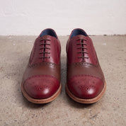 Men's Burgundy and Brown Cap-Toe Leather Spectator Oxfords — Lyneham