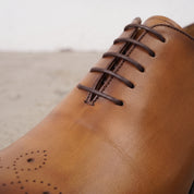 Men's Tan and Brown Wingtip Cap-Toe Leather Oxfords — Truro