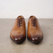 Men's Tan and Brown Wingtip Cap-Toe Leather Oxfords — Truro