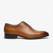 Men's Tan and Brown Wingtip Cap-Toe Leather Oxfords — Truro