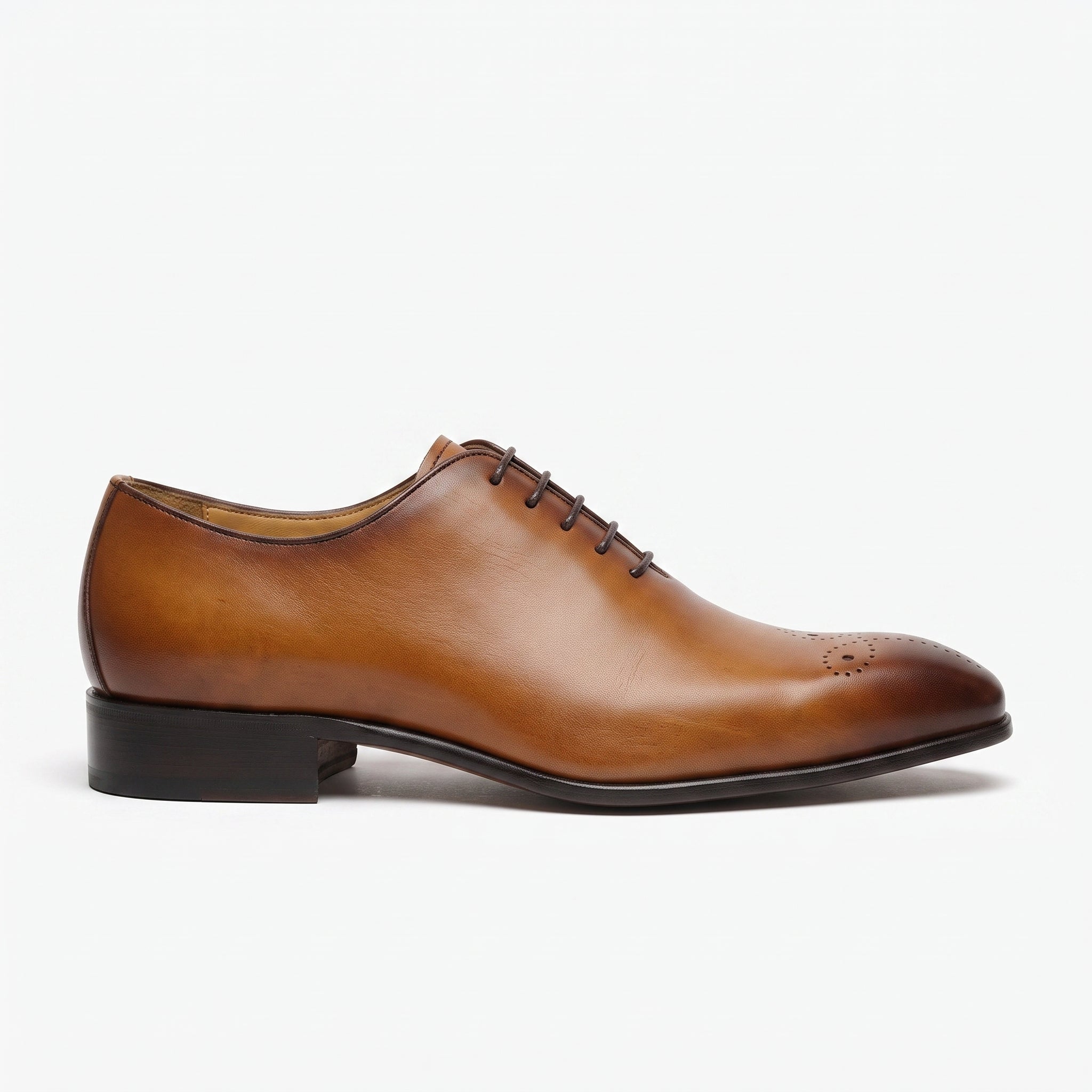 Men's Tan and Brown Wingtip Cap-Toe Leather Oxfords — Truro