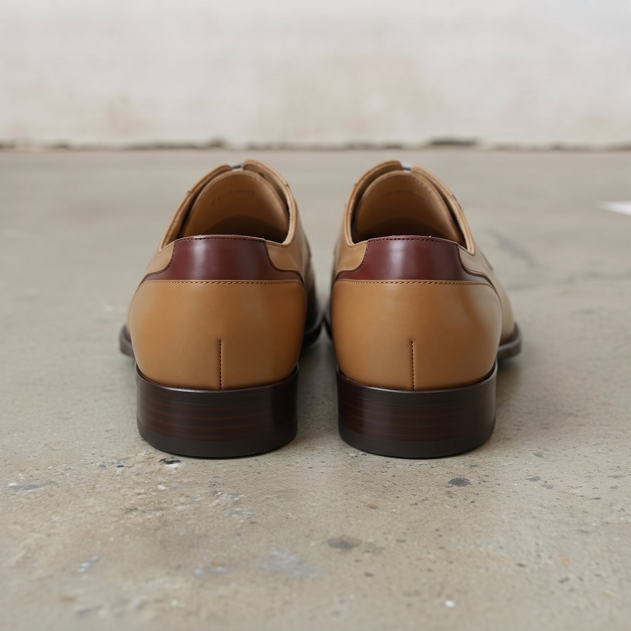 Men's Tan and Burgundy Apron-Toe Leather Oxfords — Pinkerton