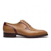Men's Tan and Burgundy Apron-Toe Leather Oxfords — Pinkerton