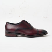 Men's Burgundy and Black Cap-Toe Leather Oxfords — Heswall