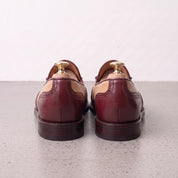 Men's Tan and Burgundy Wingtip Leather Tassel Loafers — Badlesmere