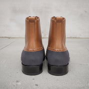 Men's Tan and Dark Blue Cap-Toe Leather Ankle Boots — Streatham