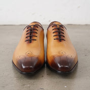 Men's Tan and Dark Brown Cap-Toe Leather Brogues — Bradford