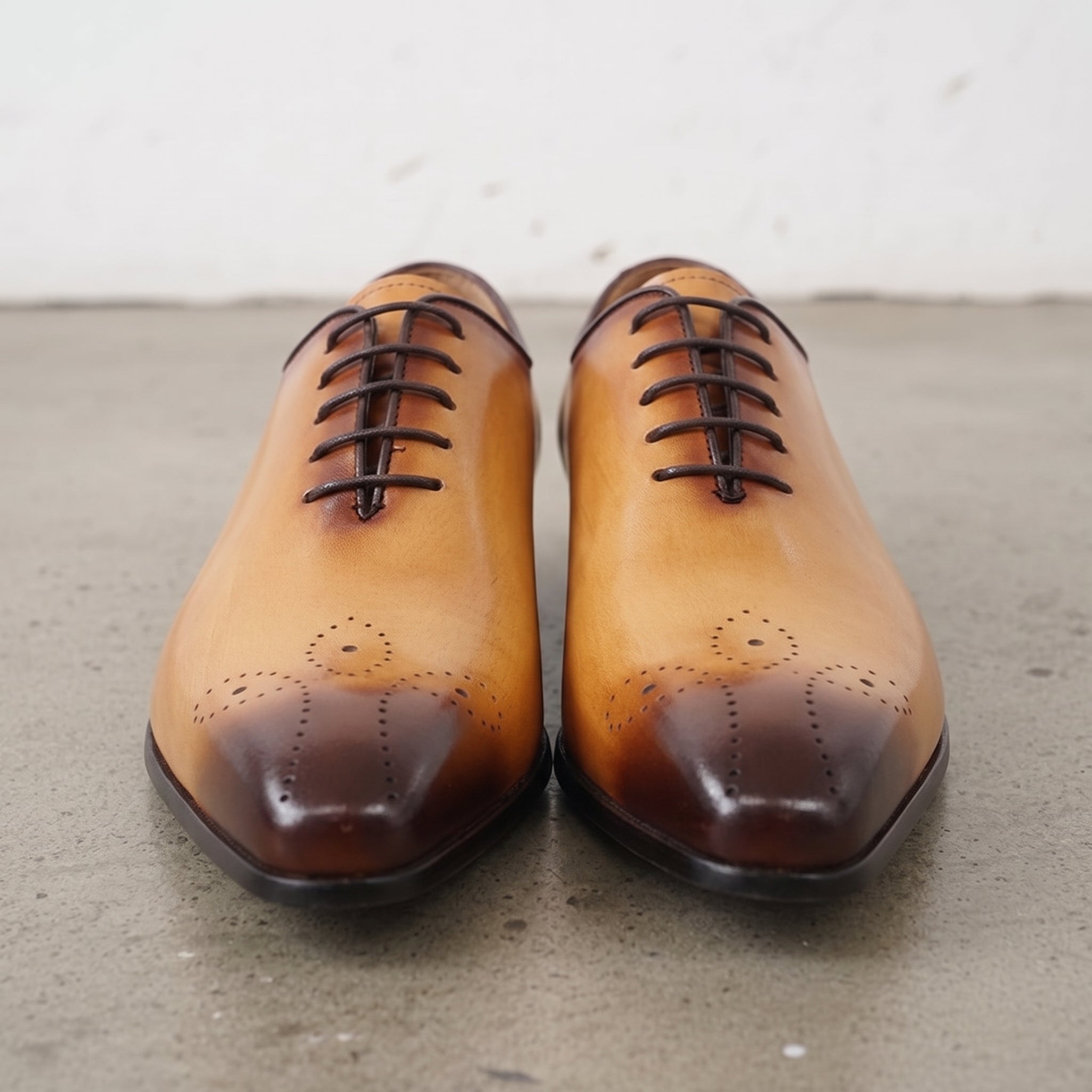 Men's Tan and Dark Brown Cap-Toe Leather Brogues — Bradford
