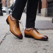 Men's Tan and Dark Brown Cap-Toe Leather Brogues — Bradford