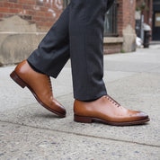 Men's Tan and Dark Brown Cap-Toe Leather Oxfords — Corsham