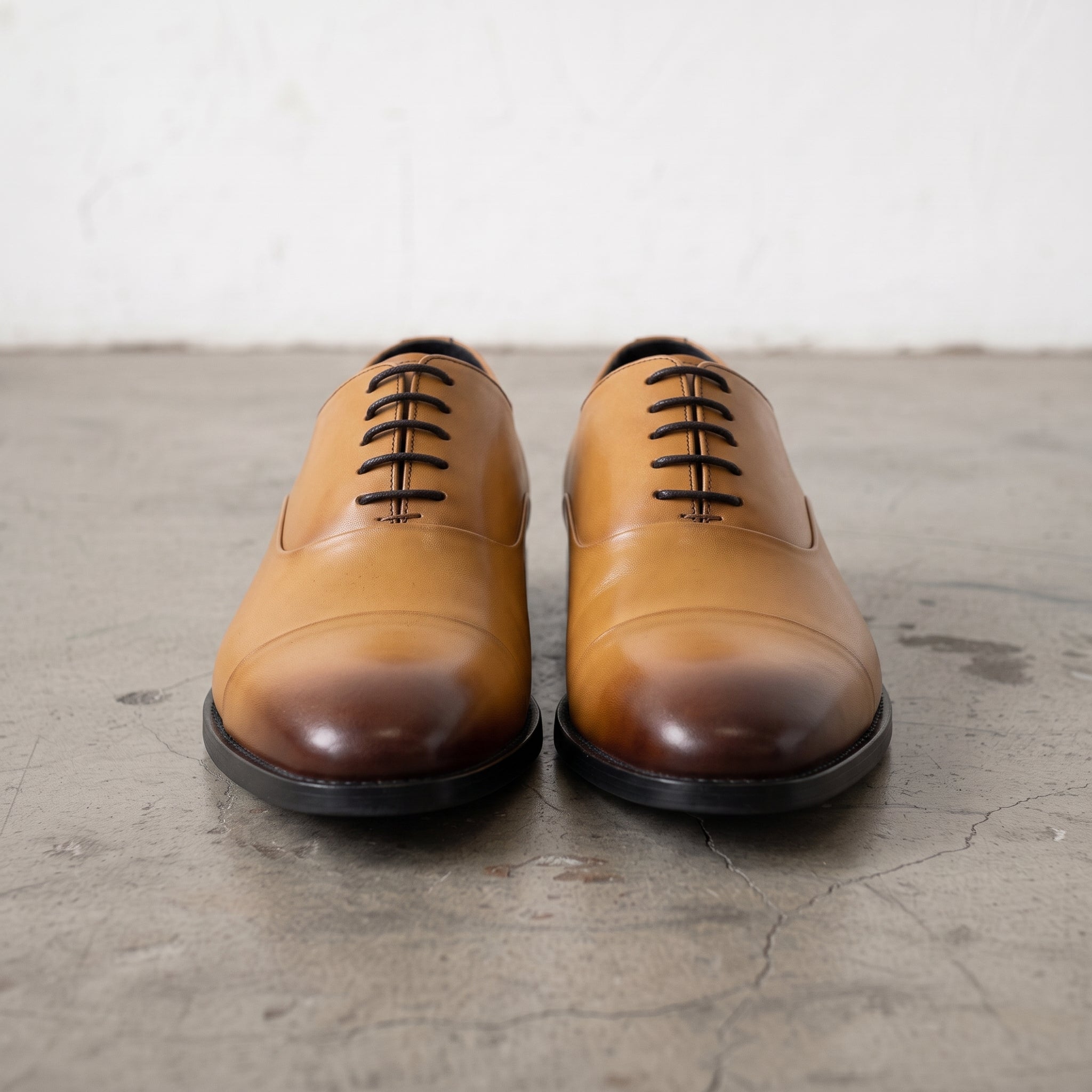 Men's Tan and Dark Brown Cap-Toe Leather Oxfords — Heswall