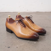 Men's Tan and Dark Brown Cap-Toe Leather Brogues — Bradford