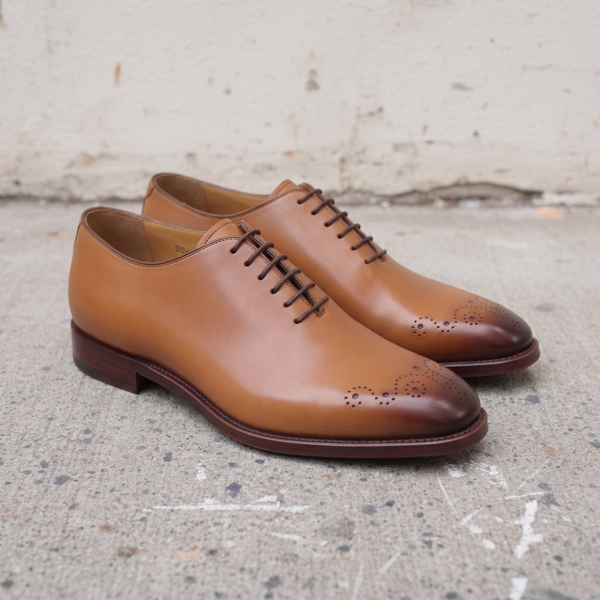Men's Tan and Dark Brown Cap-Toe Leather Oxfords — Corsham