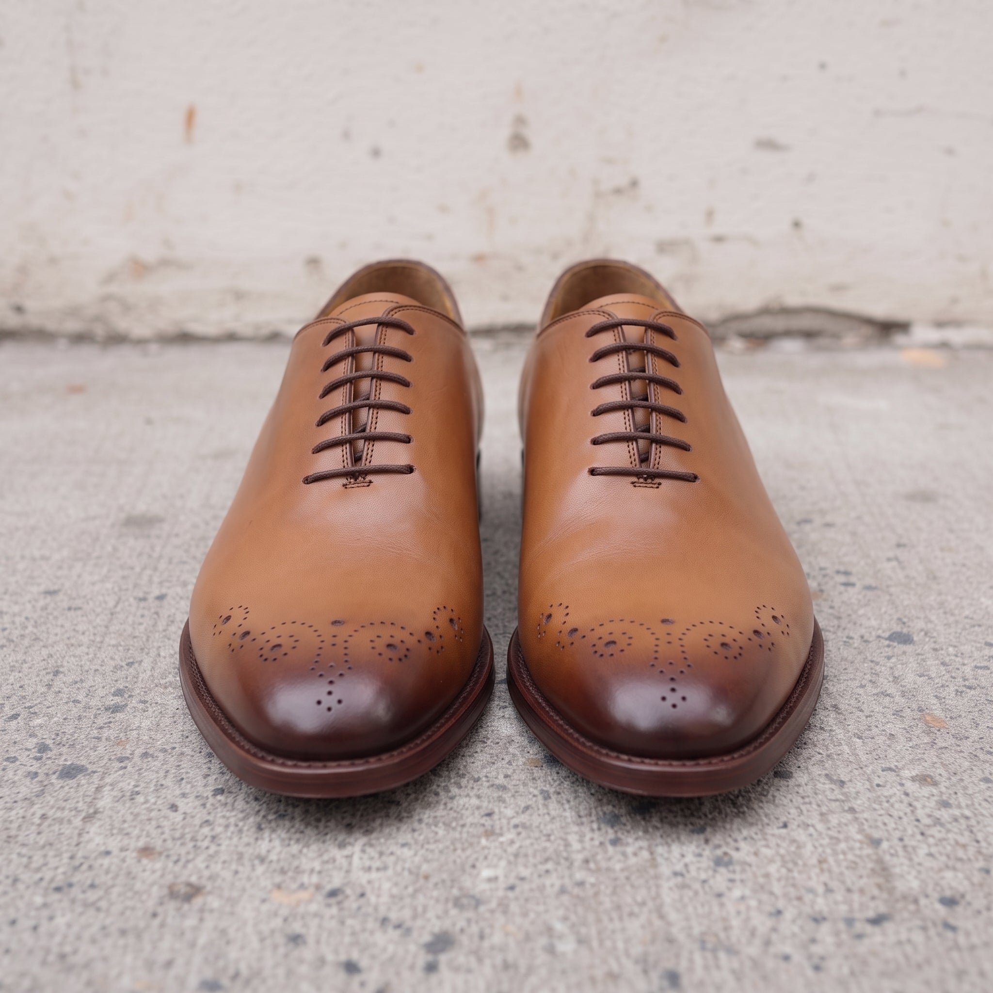 Men's Tan and Dark Brown Cap-Toe Leather Oxfords — Corsham