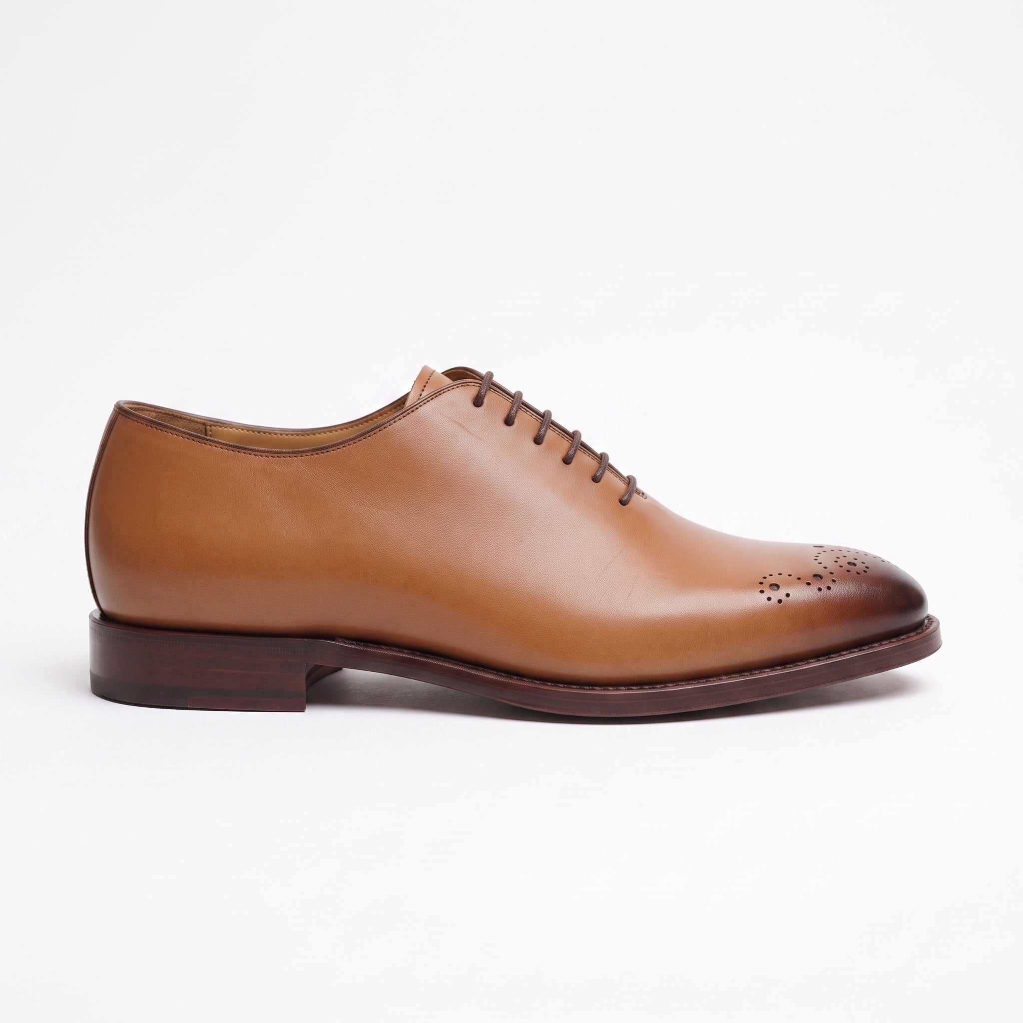 Men's Tan and Dark Brown Cap-Toe Leather Oxfords — Corsham