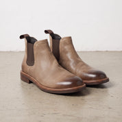 Men's Tan and Dark Brown Plain-Toe Leather Chelsea Boots — Corden