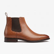 Men's Tan and Dark Brown Plain-Toe Leather Chelsea Boots — Norbury